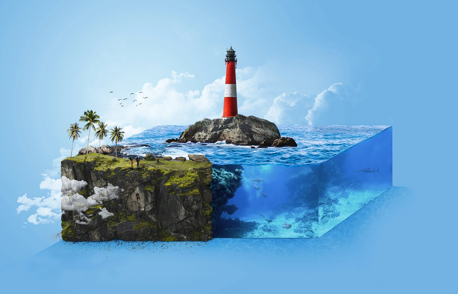 Lighthouse isometric digital illustration